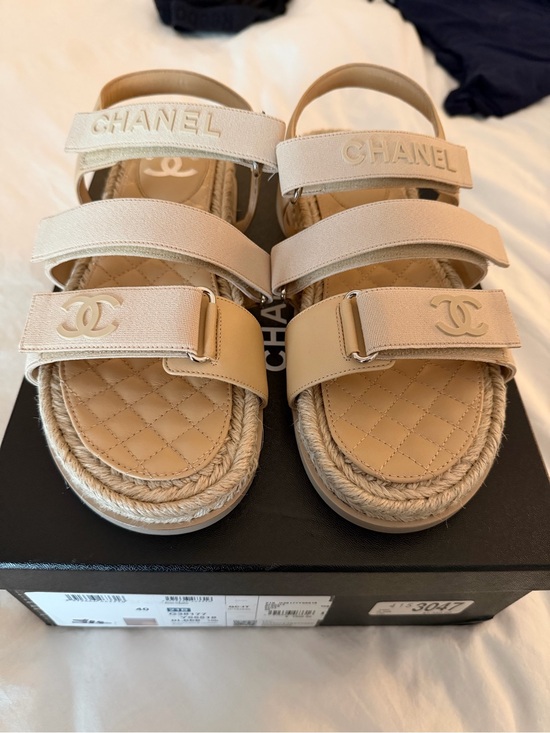 CHANEL Shoes - NIB Chanel Beige Quilted Strap Sandals